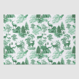 Elegantes Vintages Toile Grünes Hirsch im Wald Seidenpapier