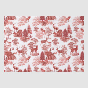 Elegantes Vintages Toile Rotes Hirsch in Wald Seidenpapier