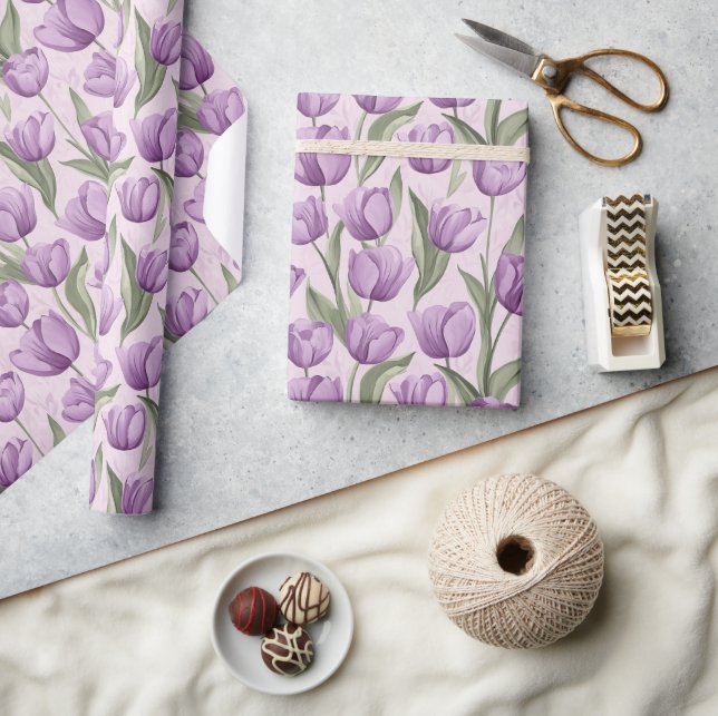 Elegantes Vintages Tulip Blume Wrapping Paper Geschenkpapier (Kunsthandwerk)