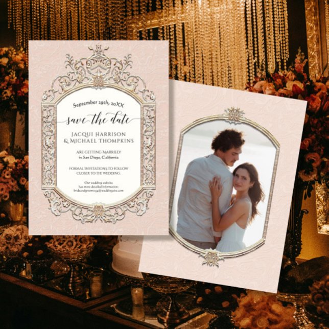 Elegantes Vintages Viktorianisch-Rosa- und Goldfot Einladung (Von Creator hochgeladen)