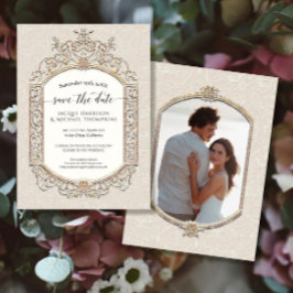 Elegantes Vintages Viktorianisches Elfenbeingoldfo Einladung