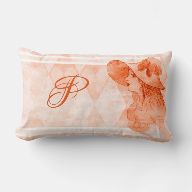 Elegantes Vintages Viktorianisches Lady Monogram Lendenkissen (Vorderseite)