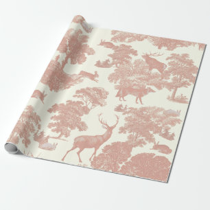 Elegantes Vintages, weich rosa Toile Hirschwald Geschenkpapier