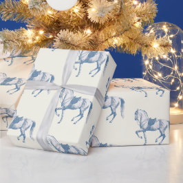 Elegantes Vintages Weißes Lipizzaner Rosskraut Bla Geschenkpapier