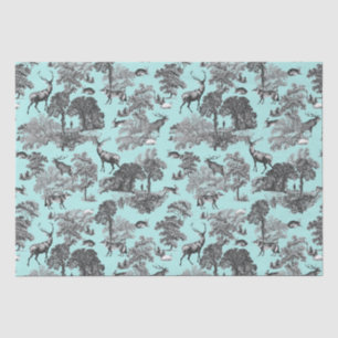 Elegantes Vintages Wildfox Hare Country Toile Aqua Seidenpapier