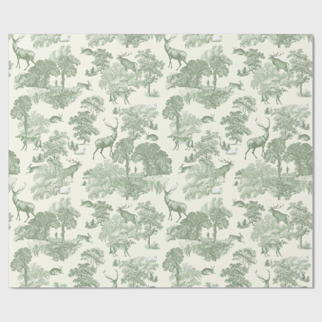 Elegantes Vintages Wildtiertoil Geschenkpapier (Flach)