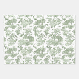 Elegantes Vintages Wildtierwald Geschenkpapier Set