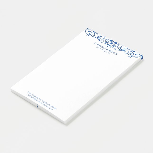 Elegantes Vintages Wirbles Gestaltungselement Post-it Klebezettel (angewinkelt)