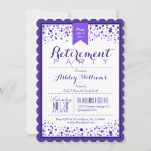 Elegantes Violet Lila White Retirement Party Einladung