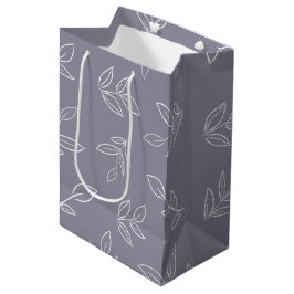 Elegantes Violet Minimales Blätter Muster Mittlere Geschenktüte