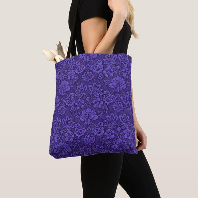 Elegantes Violet Vintag Damask Muster Tasche (Von Nahem)