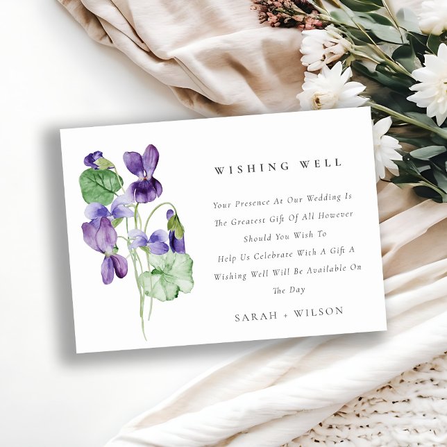 Elegantes Violett Blumenessen Hochzeit wünschend g Begleitkarte (Von Creator hochgeladen)