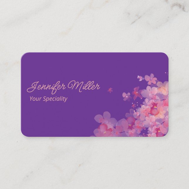 Elegantes Violett in Aquarellfarben Visitenkarte (Vorderseite)