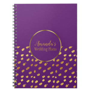 Elegantes Violett- und Gold-Hochzeitsplanungsjourn Notizblock