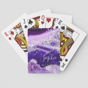 Elegantes violettes falsches Holo-Glitter-Achat Spielkarten