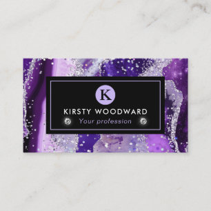 Elegantes violettes Glitter und Pailletten Achat Visitenkarte