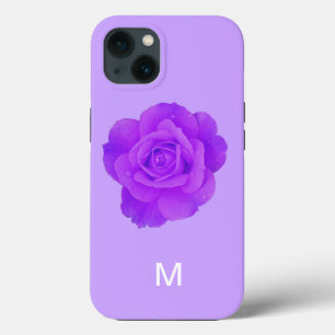 Elegantes Violettes Lila Blumenrosen-Monogramm-Ges Case-Mate iPhone Hülle