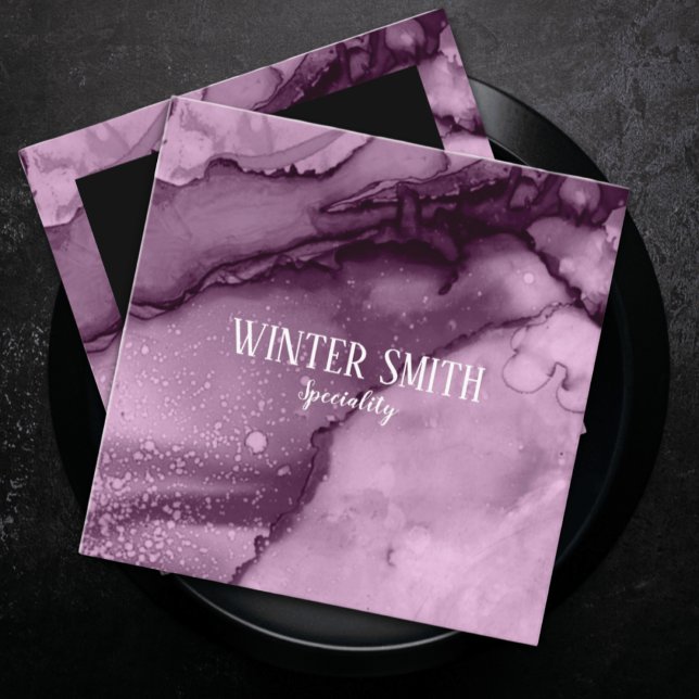 Elegantes violettes Marmorwasser Quadratische Visitenkarte (Elegant violet marble watercolor square business card)