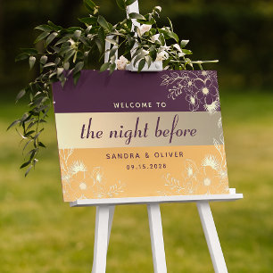 Elegantes violettes Probedinner-Willkommensposter Poster