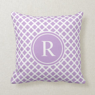 Elegantes violettes Quatrefoil Monogramm Kissen