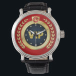 Elegantes VIP Emblem Armbanduhr<br><div class="desc">Für den VIP in Ihrem Leben bietet dieses Design eine elegante Gold-,  Schwarz- und Rottafarben mit einem Laurel-Kranz-Rand an den Seiten. Die schöne grafische Höflichkeit von vecteezy.com/nightwolfdezines.</div>