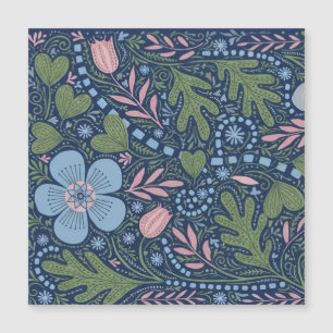 Elegantes volkstümliches Blumenmuster, vintage bot Magnetkarte