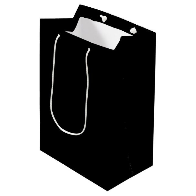 Elegantes Vollschwarz Mittlere Geschenktüte (Vorderseite Schrägansicht)