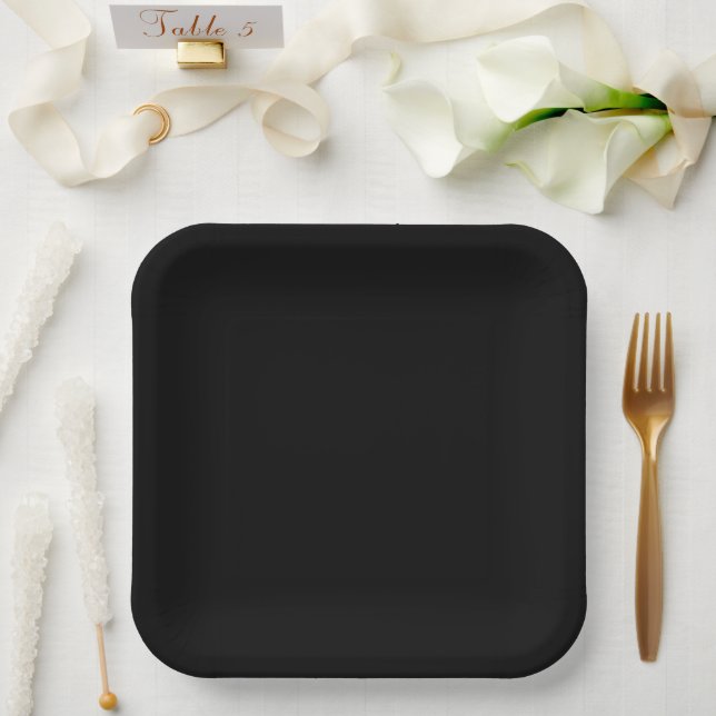 Elegantes Vollschwarz Pappteller (Hochzeit)