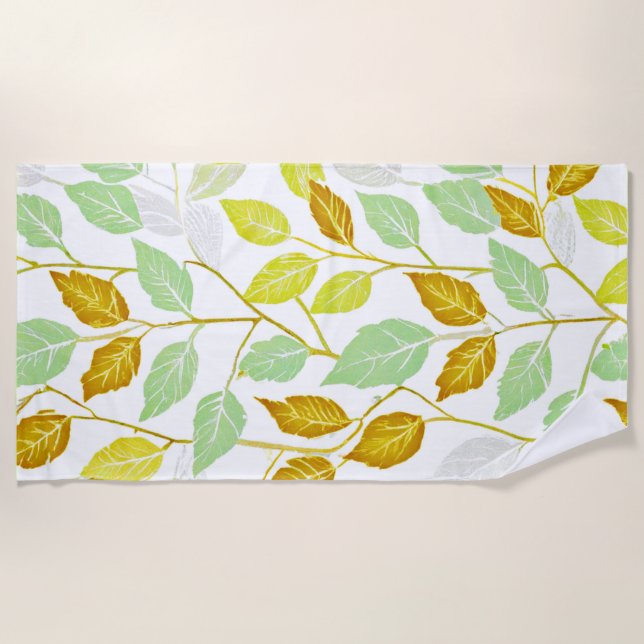 Elegantes, von Natur Inspiriert Leaf-Design Strandtuch (Vorderseite)