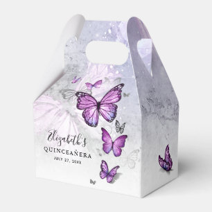 Elegantes Vorlagensilber und Lila Schmetterling Geschenkschachtel