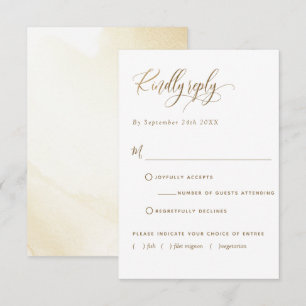 Elegantes W/ohne Mahlzeiten, goldgelb, Hochzeit RSVP Karte