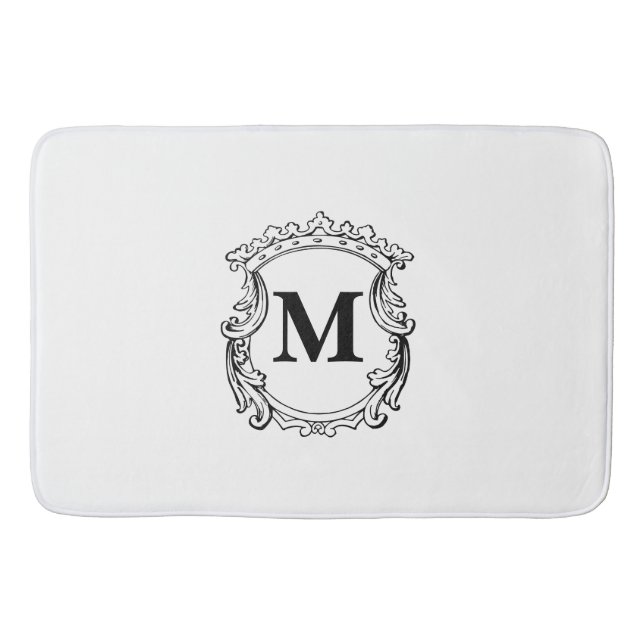 Elegantes Wappen Custom Monogram Badematte (Vorderseite)