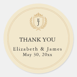 Elegantes Wappen der alten Reichen - Elfenbein & G Runder Aufkleber
