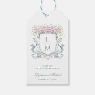 Elegantes Wappen der Rose mit Bow Monografische Geschenkanhänger