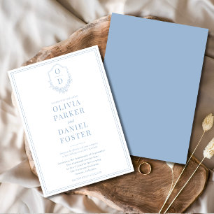 Elegantes Wappen Dusty Blue Minimalistisch Modern  Einladung