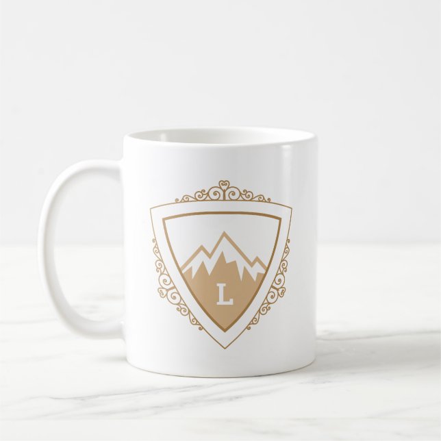 Elegantes Wappen einer Bergkette mit Monogramm Kaffeetasse (Links)