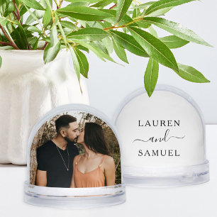 Elegantes Wappen-Foto-Hochzeitsgeschenk für Paare Schneekugeln
