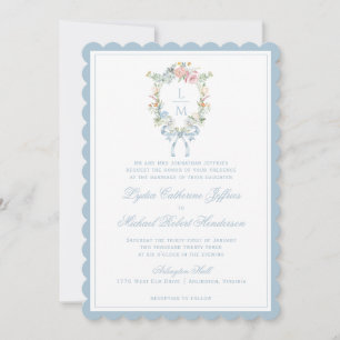 Elegantes Wappen für Blumenreath Monogramm-Hochz Einladung