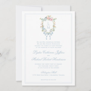 Elegantes Wappen für Blumenreath Monogramm-Hochz Einladung