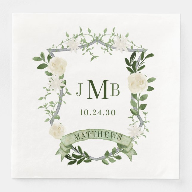 Elegantes Wappen Hochzeit Serviette (Vorderseite)
