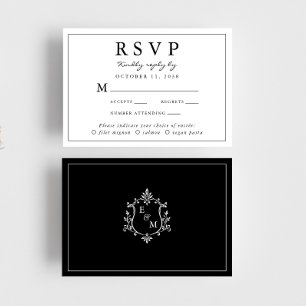 Elegantes Wappen-Hochzeitsmenü-Auswahl RSVP Karte