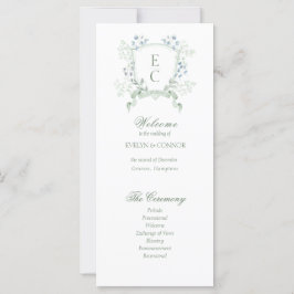 Elegantes Wappen-Hochzeitsprogramm für Floral Mono