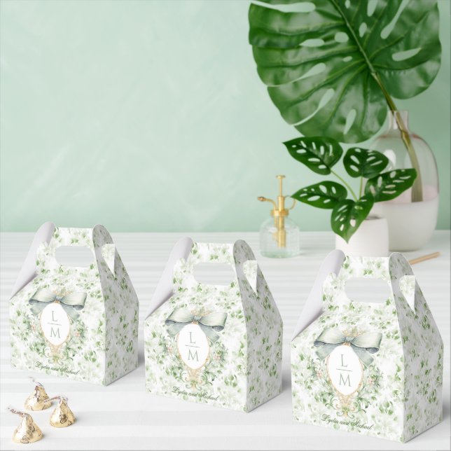 Elegantes Wappen mit einem grünen Bön | Hochzeit Geschenkschachtel (Zahlreiche)