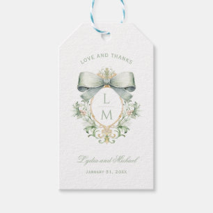 Elegantes Wappen mit einem grünen Bön Monografis Geschenkanhänger