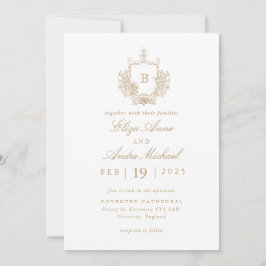 Elegantes Wappen mit Gold und White Monogram Einladung