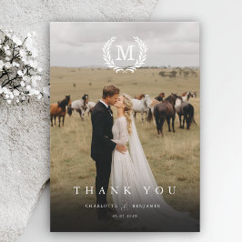 Elegantes Wappen Monogram 2 Foto Danke Karte