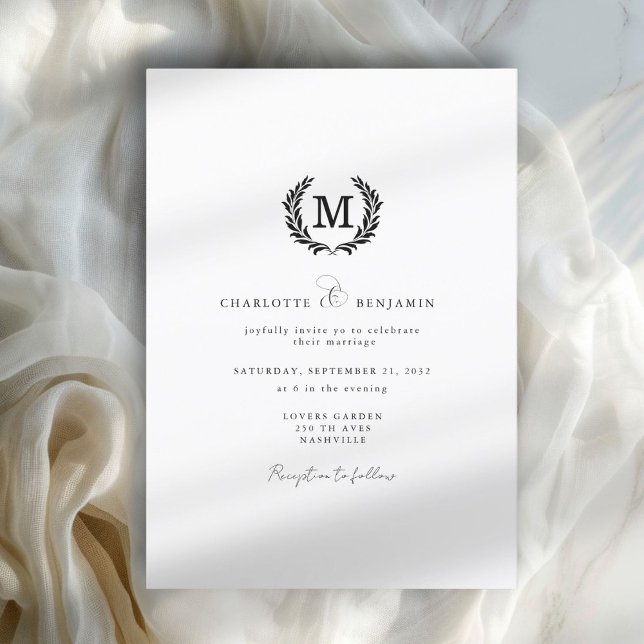 Elegantes Wappen Monogram Einladung (Elegant Crest Monogram Invitation)