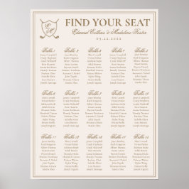 Elegantes Wappen Monogram Golf Wedding Seating Cha Poster