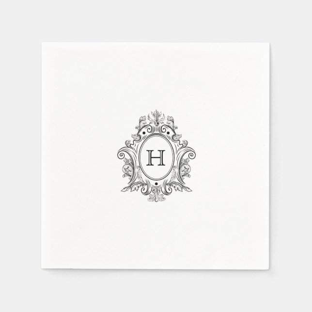 Elegantes Wappen Monogram Wedding Napkin Serviette (Vorderseite)