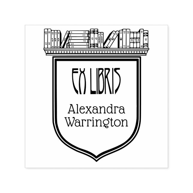 Elegantes Wappen, virtuelle Bibliothek Ex Libris B Permastempel (Design)